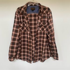 Nwot XL Northwest Territory plaid shirt brown orange